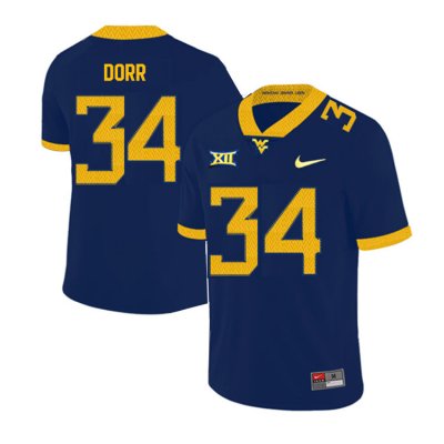 Men's West Virginia Mountaineers NCAA #34 Lorenzo Dorr Navy Authentic Nike 2019 Stitched College Football Jersey ZP15K16GX